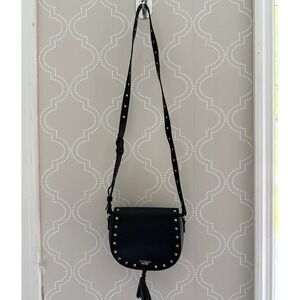 Victoria's Secret Shoulder Bag Studded Tassel Vegan Leather Black OS